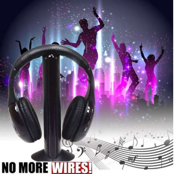 5 IN 1 Wireless Headphones - MP3 / MP4, PC, TV, CD, FM Radio