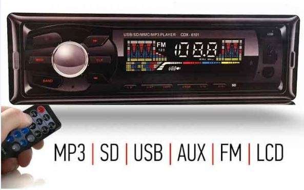 LED Car Radio & Remote - MP 3, FM Stereo, Supports USB, SD Card, AUX, 5V Charging, etc.
