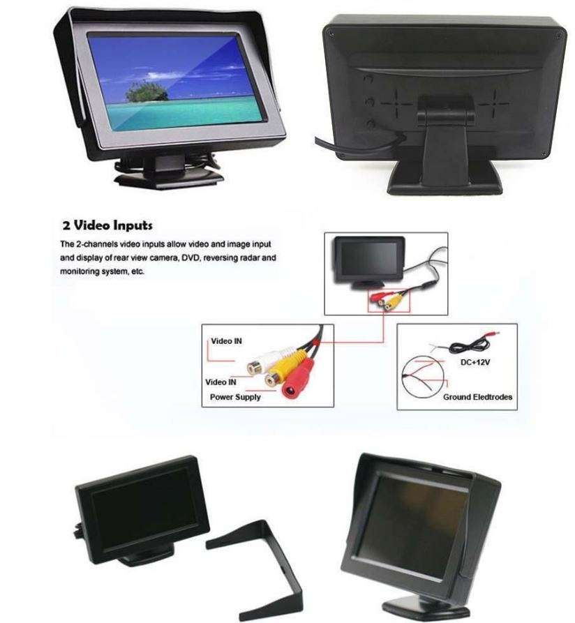 4.3" TFT LCD Colour Vehicle DVD Player & Rear view Monitor With Rotatable Screen