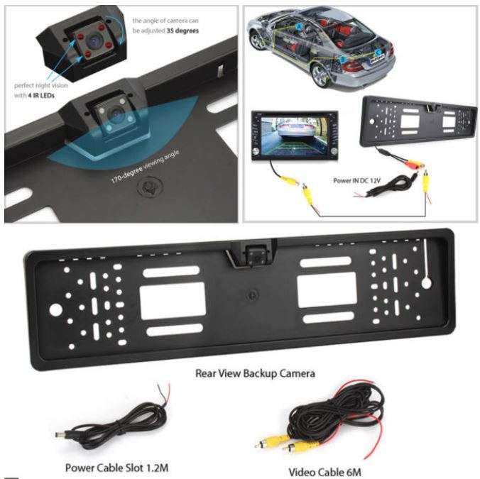 Waterproof Night Vision HD LED Number Plate Holder With Camera For Reversing and Parking