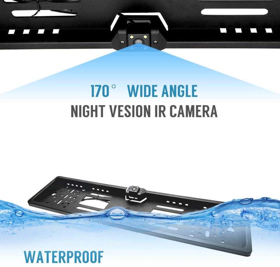 Waterproof Night Vision HD LED Number Plate Holder With Camera For Reversing and Parking