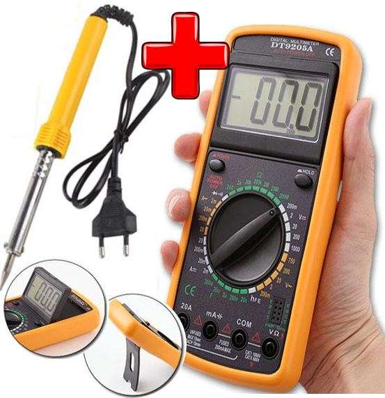 COMBO DEAL - 60W Soldering Iron AC 220V PLUS Digital Multi-Meter AC DC Voltage