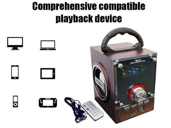 Bluetooth Multimedia Sub-woofer Speaker With USB / SD / AUX / FM Radio - LED Shining Glass Display