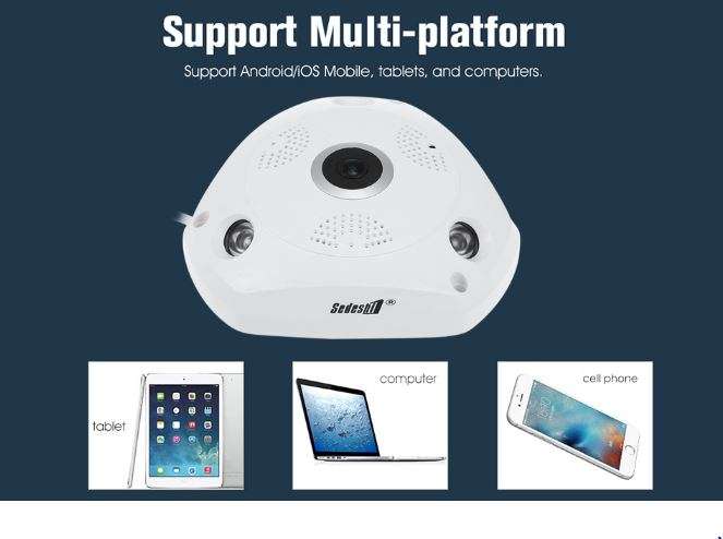 960P HD 3D Panoramic VR Camera, 360 Degree Multi Angle View, Two Way Talk, Motion Detection etc.