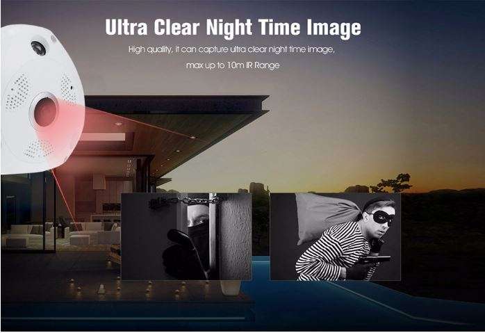 960P HD 3D Panoramic VR Camera, 360 Degree Multi Angle View, Two Way Talk, Motion Detection etc.