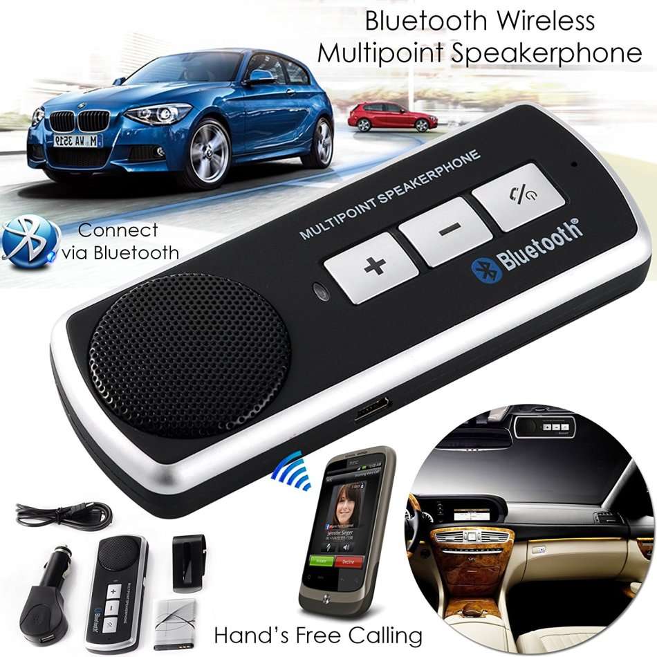 Bluetooth Multi-point Hands-Free Visor Car Kit, Integrated with Echo Cancellation & Noise Suppressor