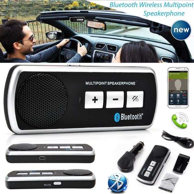 Bluetooth Multi-point Hands-Free Visor Car Kit, Integrated with Echo Cancellation & Noise Suppressor