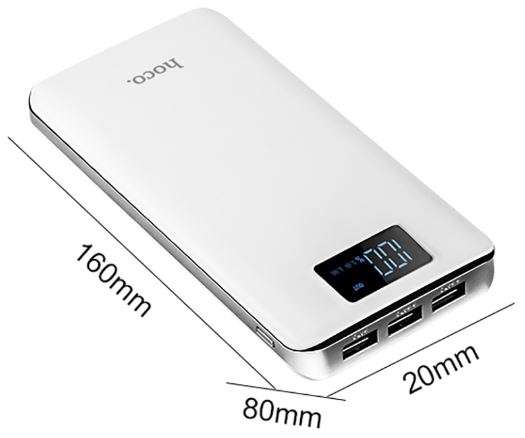 20 000mAh 3 USB Power Bank for Charging of Electronic Devices, LED Digital Screen & Flashlight