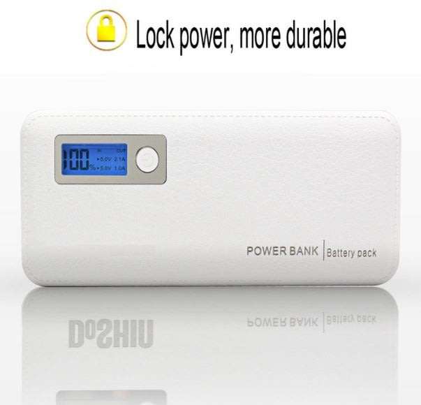 20 000mAh 3 USB Power Bank for Charging of Electronic Devices, LED Digital Screen & Flashlight