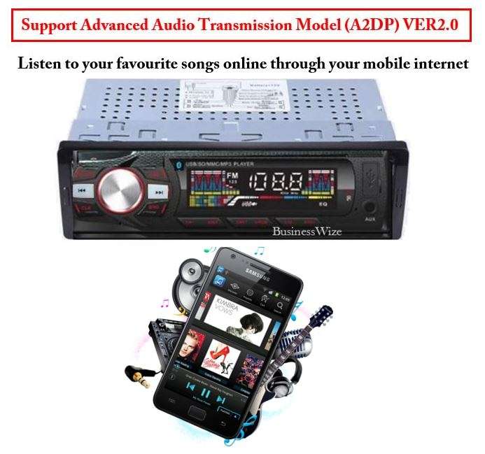 LED Bluetooth MP3 Car Radio & Remote - Supports USB, SD Card, Hands-free Calls, AUX, 5V Charging...