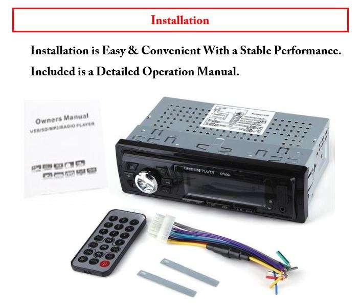 LED Bluetooth MP3 Car Radio & Remote - Supports USB, SD Card, Hands-free Calls, AUX, 5V Charging...