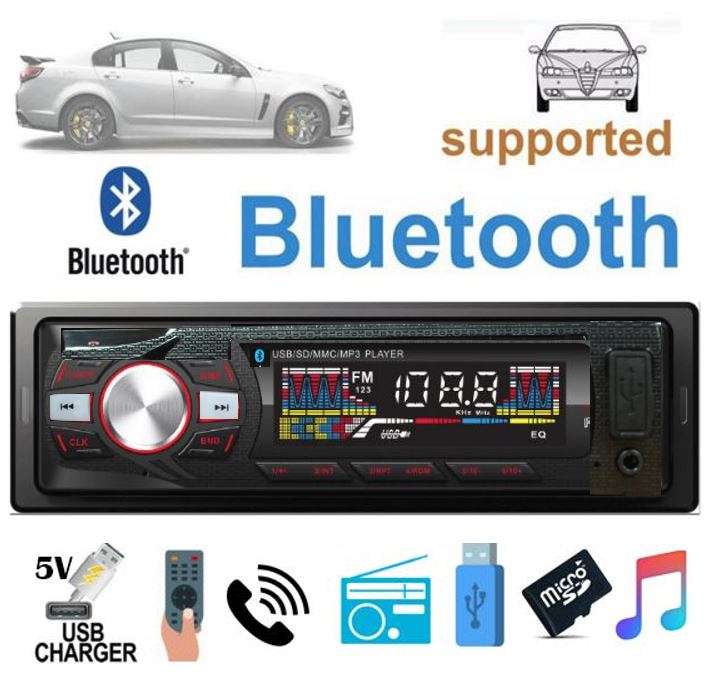 LED Bluetooth MP3 Car Radio & Remote - Supports USB, SD Card, Hands-free Calls, AUX, 5V Charging...