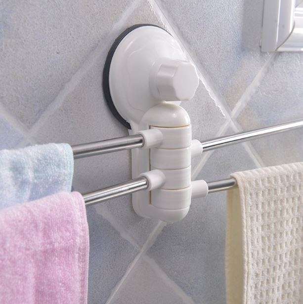 Practical Metal Towel Rack Hanger With 4 Rotatable Bars - Easy to Install, No Nails or Drilling