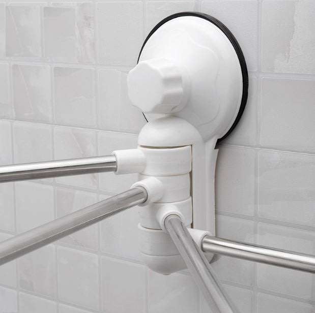 Practical Metal Towel Rack Hanger With 4 Rotatable Bars - Easy to Install, No Nails or Drilling