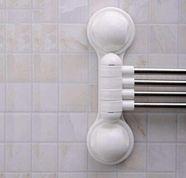 Practical Metal Towel Rack Hanger With 4 Rotatable Bars - Easy to Install, No Nails or Drilling