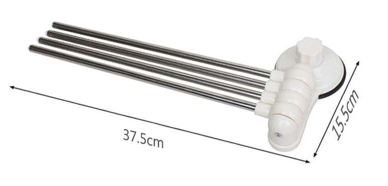 Practical Metal Towel Rack Hanger With 4 Rotatable Bars - Easy to Install, No Nails or Drilling