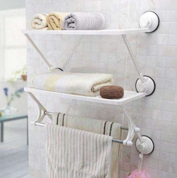 Reusable Super Suction Dual Shelf Rack - Durable & Stable, No Drilling & No Nails