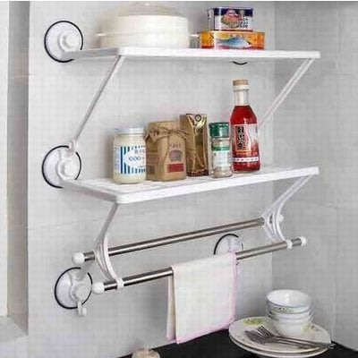 Reusable Super Suction Dual Shelf Rack - Durable & Stable, No Drilling & No Nails