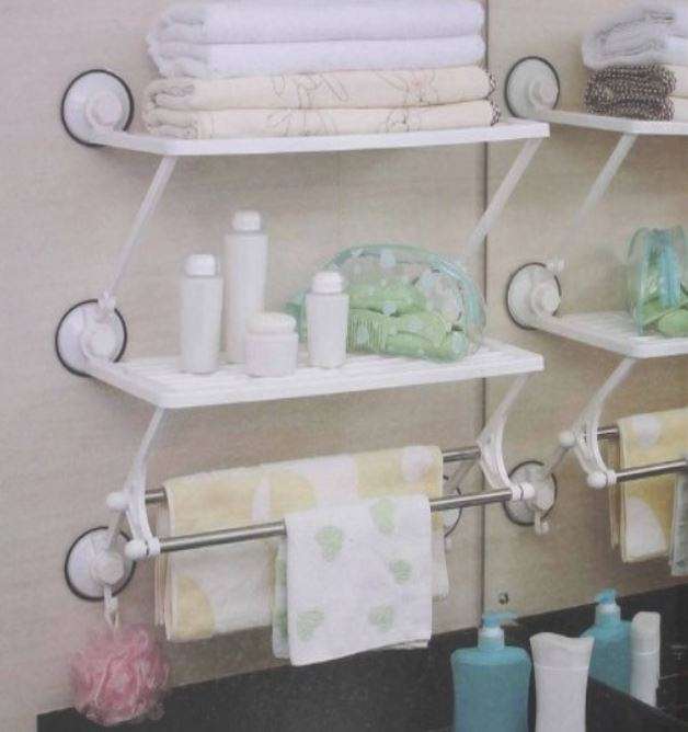Reusable Super Suction Dual Shelf Rack - Durable & Stable, No Drilling & No Nails