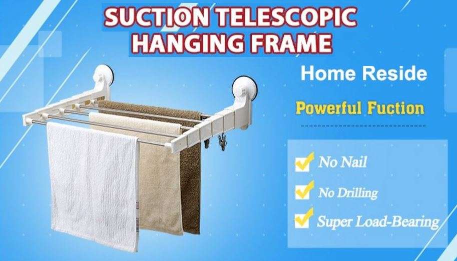 Adjustable & Expandable Wall Mounted Telescopic Towel Rack With Suction Cup - No Drilling, No Nails