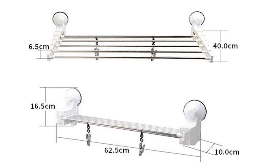 Adjustable & Expandable Wall Mounted Telescopic Towel Rack With Suction Cup - No Drilling, No Nails