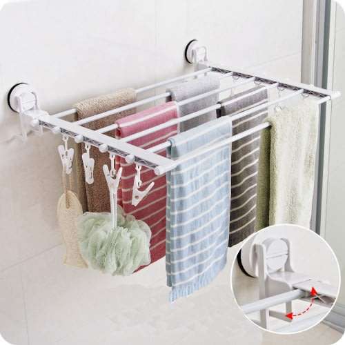 Adjustable & Expandable Wall Mounted Telescopic Towel Rack With Suction Cup - No Drilling, No Nails