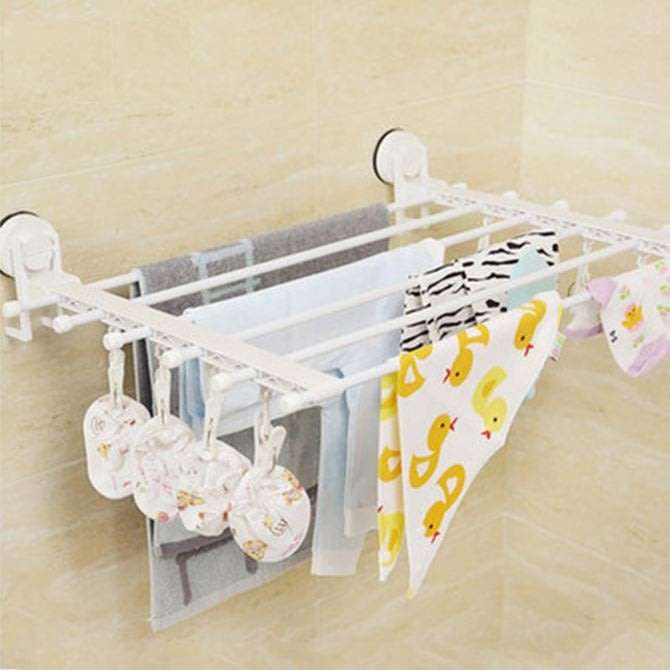 Adjustable & Expandable Wall Mounted Telescopic Towel Rack With Suction Cup - No Drilling, No Nails