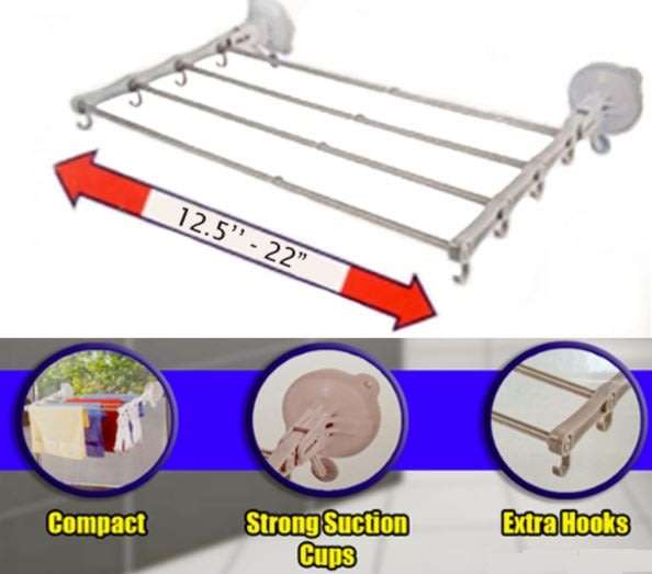 Adjustable & Expandable Wall Mounted Telescopic Towel Rack With Suction Cup - No Drilling, No Nails