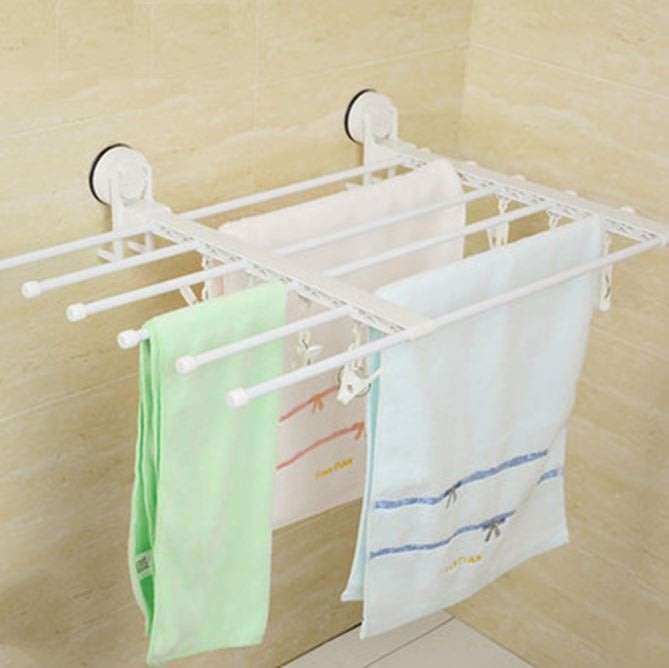 Adjustable & Expandable Wall Mounted Telescopic Towel Rack With Suction Cup - No Drilling, No Nails