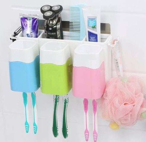 Simple & Stylish Toothbrush Combination Holder - No Drilling & No Nails