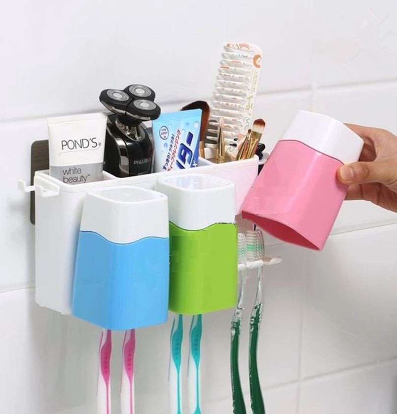 Simple & Stylish Toothbrush Combination Holder - No Drilling & No Nails