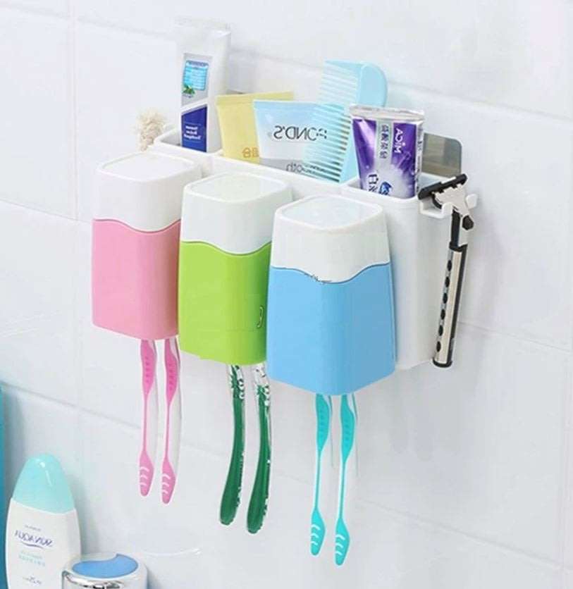 Simple & Stylish Toothbrush Combination Holder - No Drilling & No Nails