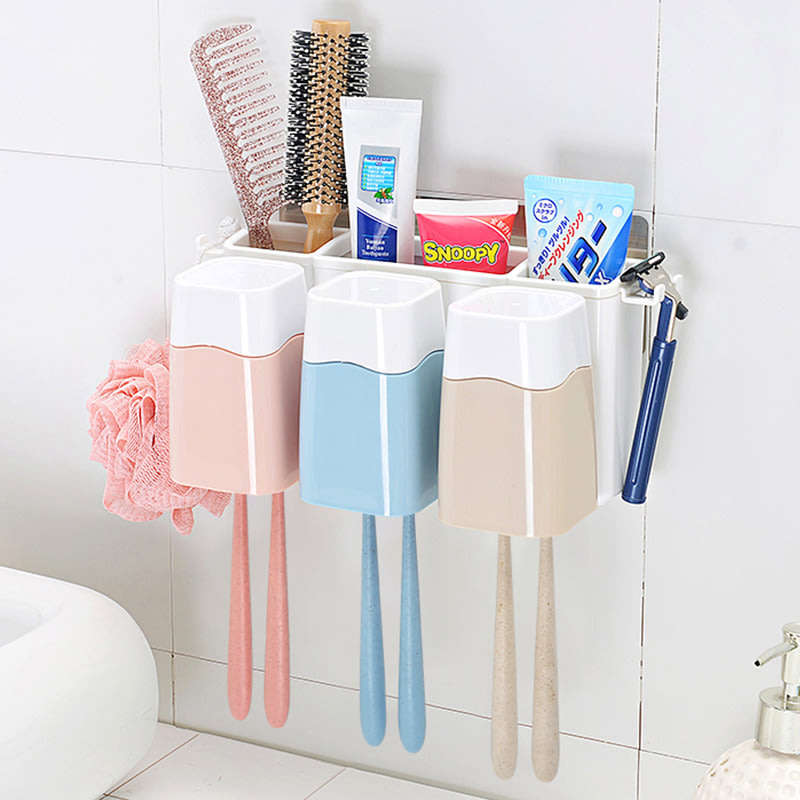 Simple & Stylish Toothbrush Combination Holder - No Drilling & No Nails