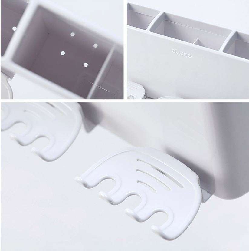 Simple & Stylish Toothbrush Combination Holder - No Drilling & No Nails