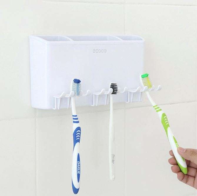 Simple & Stylish Toothbrush Combination Holder - No Drilling & No Nails