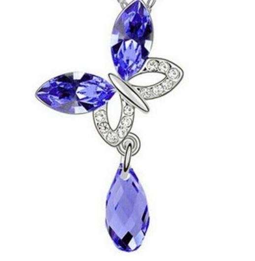 Exquisite Silver Plated Blue Austrian Crystal Butterfly Shaped Jewelry Set