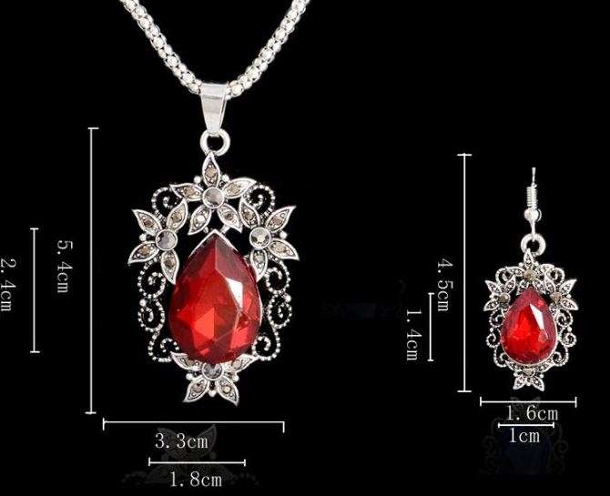 Exquisite Vintage Red & Silver Jewelry Set in a Complimentary Gift Box