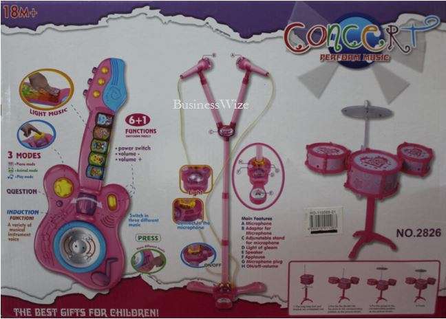 3 in 1 Musical Instrument Concert Center  Microphone Set, Guitar & Drum Set, Learn & Play
