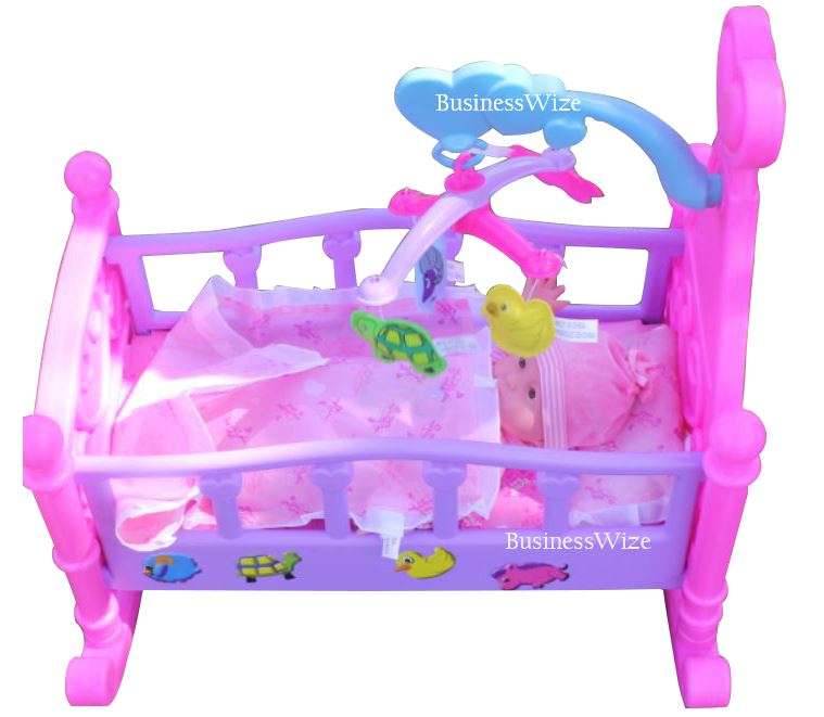 Cute Crying Baby Doll in Rocking Cradle With Lots of Accessories and Hours of Fun
