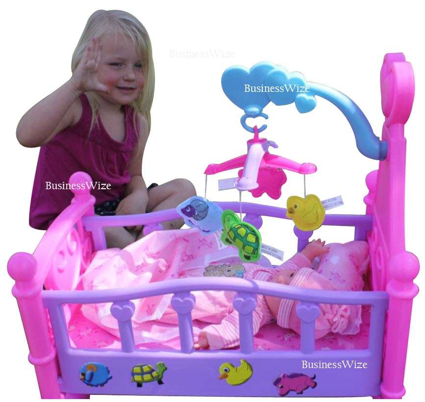 Cute Crying Baby Doll in Rocking Cradle With Lots of Accessories and Hours of Fun