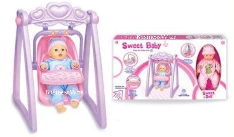 Cute Crying Baby Doll in Swing & Detachable Car Seat With Music & Lights