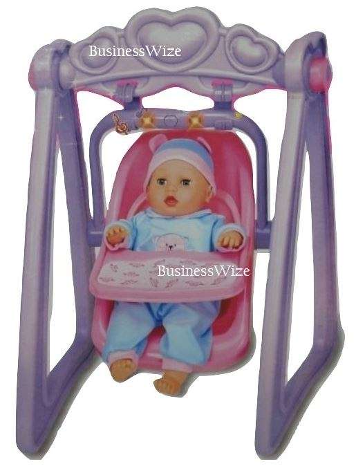 Cute Crying Baby Doll in Swing & Detachable Car Seat With Music & Lights
