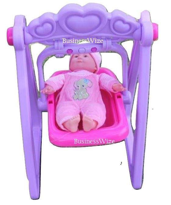 Cute Crying Baby Doll in Swing & Detachable Car Seat With Music & Lights