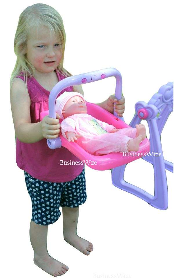 Cute Crying Baby Doll in Swing & Detachable Car Seat With Music & Lights