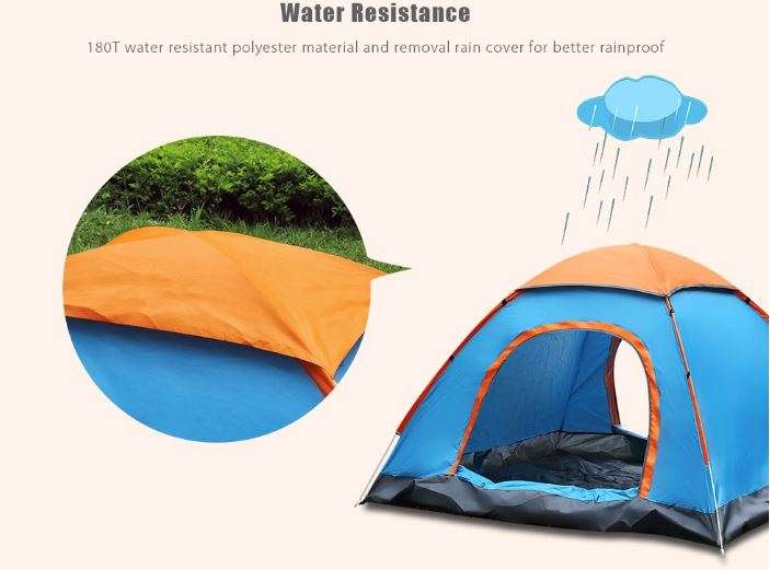 4 Man Tent in Zipper Bag - Lightweight & Easy to Install (200 X 220 X 135 cm)
