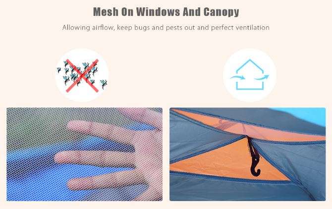 4 Man Tent in Zipper Bag - Lightweight & Easy to Install (200 X 220 X 135 cm)