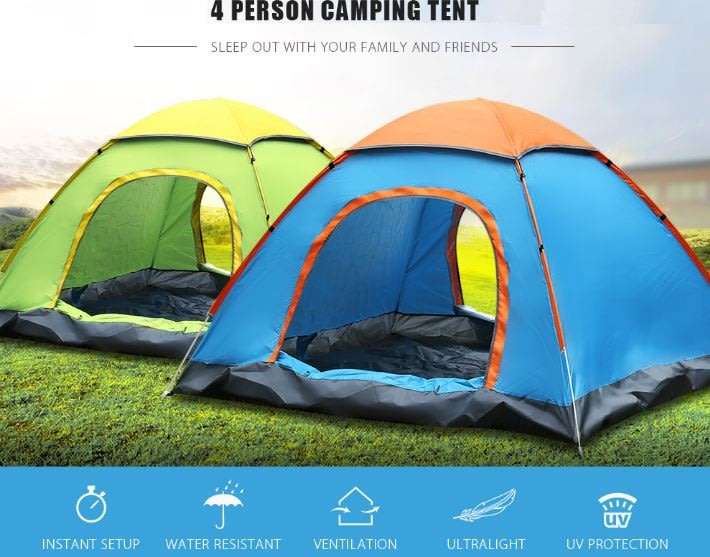 4 Man Tent in Zipper Bag - Lightweight & Easy to Install (200 X 220 X 135 cm)