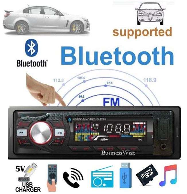 LED Bluetooth MP3 Car Radio & Remote - Supports USB, SD Card, Hands-free Calls, AUX, 5V Charging...