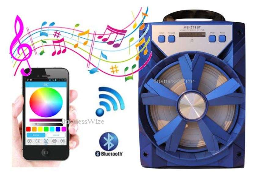 Wooden Bluetooth Multimedia Radio With X-Bass Speaker - USB/TF/AUX/MIC/ FM Radio & LED Display