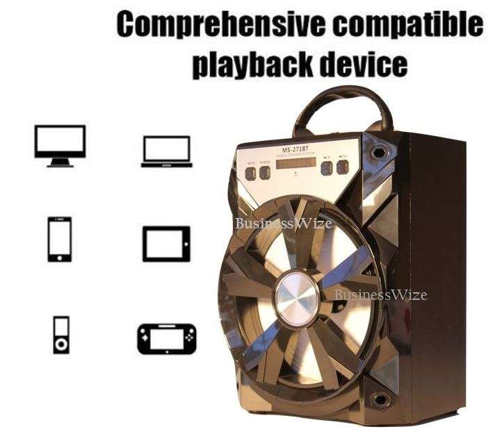 Bluetooth Multimedia X-Bass Speaker - USB/TF/AUX/MIC/ FM Radio & LED Display